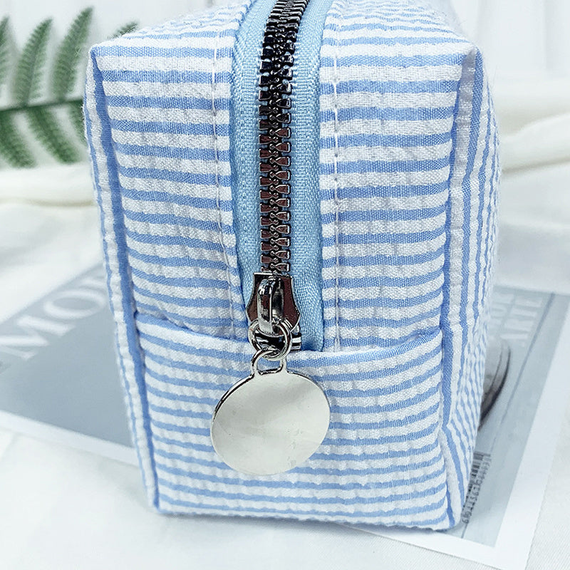 6/10/15-Pack Minimalist Embroidered Canvas Cosmetic Bag Set – Striped Travel Organizer Zipper Pouches for Wedding Favors & Gifts