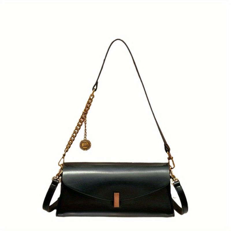 Versatile Women's Baguette Bag - Small Square Underarm Shoulder Crossbody, High-End Split Leather