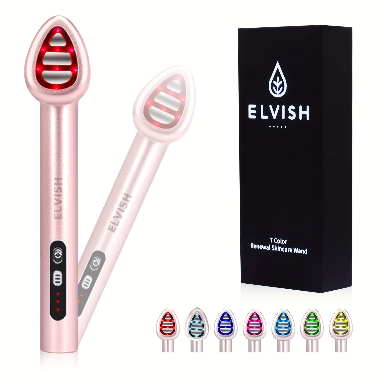 ELVISH 7-Color LED Eye Massager – Rechargeable Vibrating Facial Wand for Dark Circles, Eye Bags, Fine Lines & Wrinkles – Portable Battery-Powered Beauty Tool