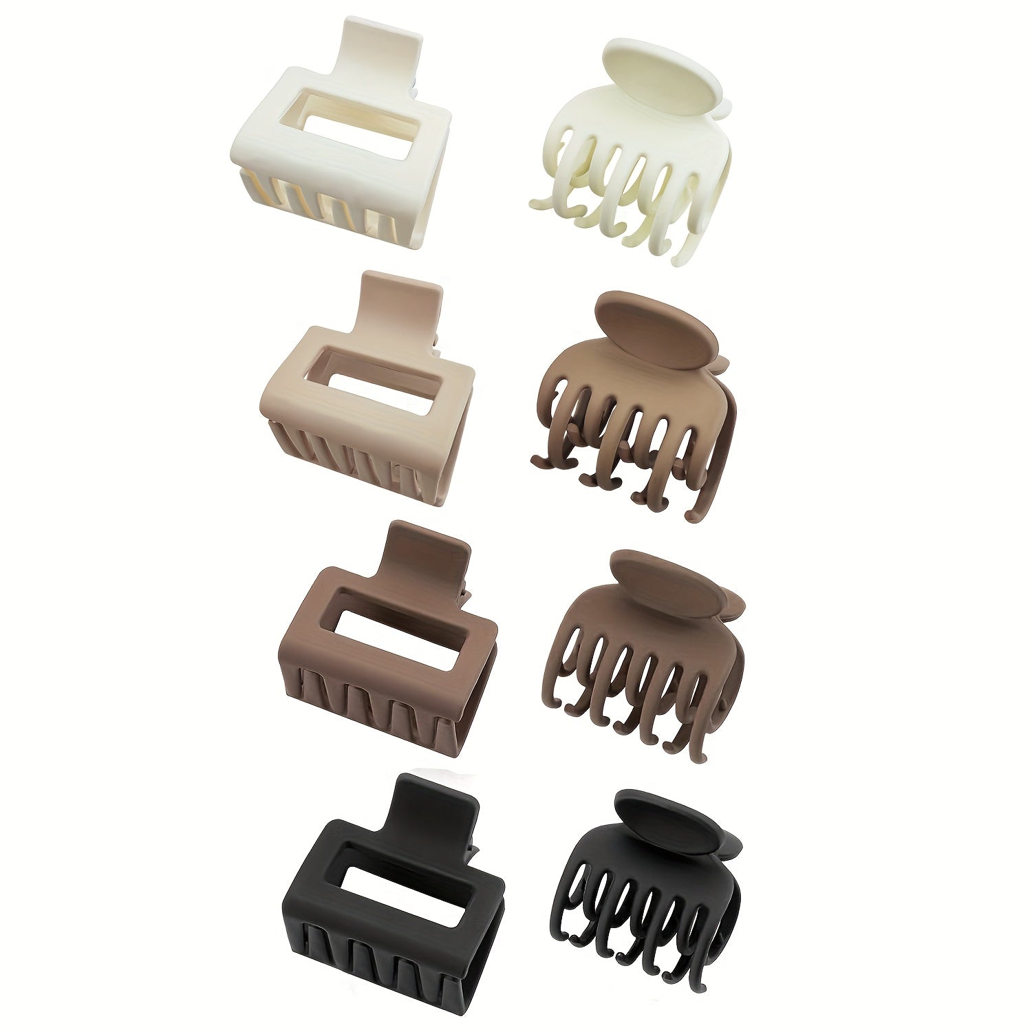 Medium 1.6 in (4.1 cm) Matte Rectangle Double-Row Hair Claw Clips for Thin to Medium Fine Hair – Non-Slip Jaw, Smooth Grip, 4-Pack or 8-Pack