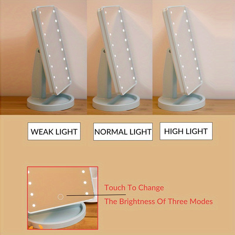 Portable Touchscreen LED Makeup Mirror — USB Powered, 3 Brightness Levels, Adjustable Desktop Vanity — Perfect Mother's Day Gift