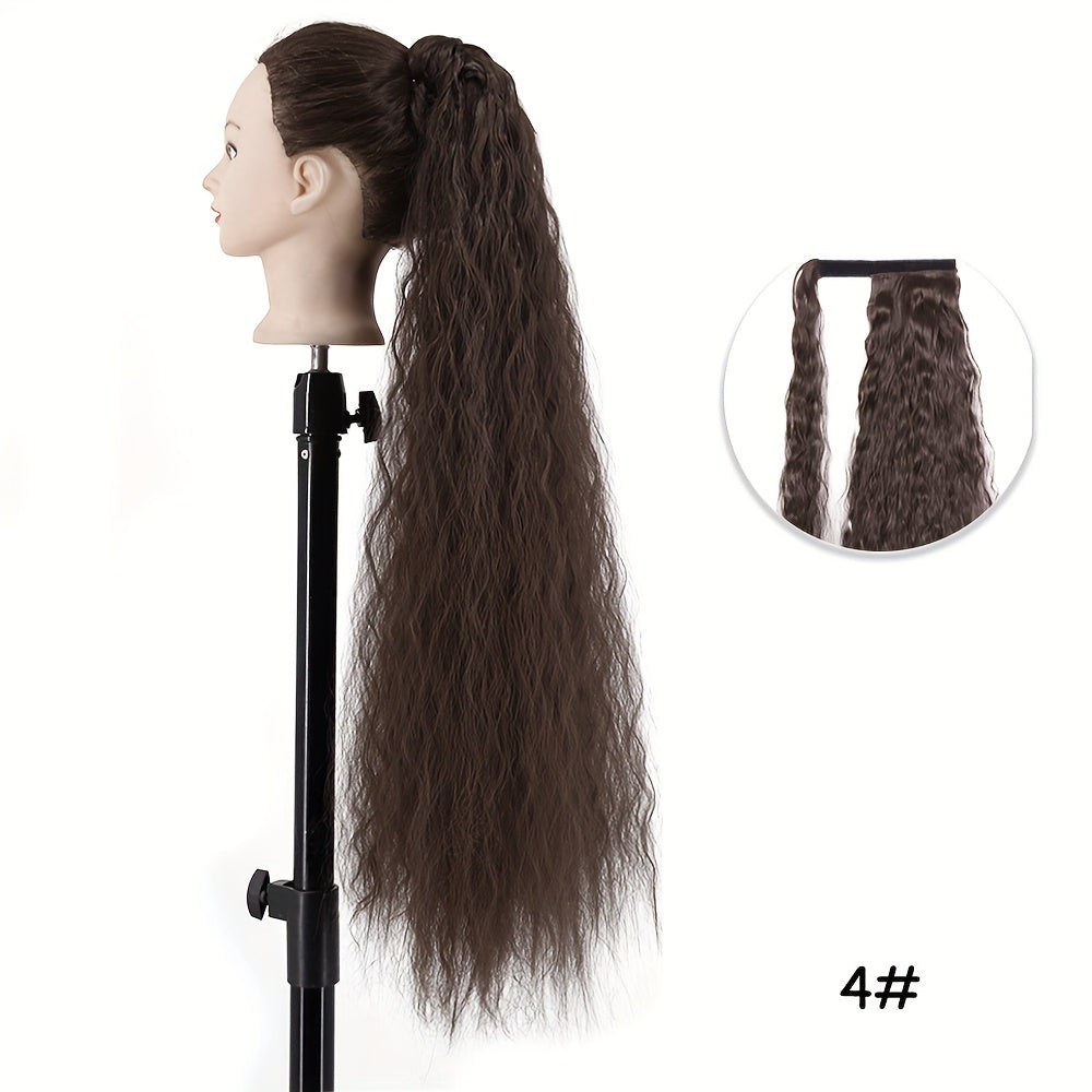 Curly Wave Clip-In Hair Extensions 22-34 in (56-86 cm) - High-Temperature Synthetic Fiber, Wrap Curls, Instant Volume, Non-Slip Breathable Net