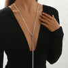 18K Gold Plated Stainless Steel Y Necklace - Adjustable Snake Bone Chain with Tassel, Long Minimalist Sweater Chain for Women and Teens