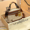 Women's Beige PVC Bucket Handbag with Gold-Tone Hardware, Detachable Chain Accent, Adjustable Crossbody Shoulder Strap, Zipper Tote Purse for Weddings & Parties