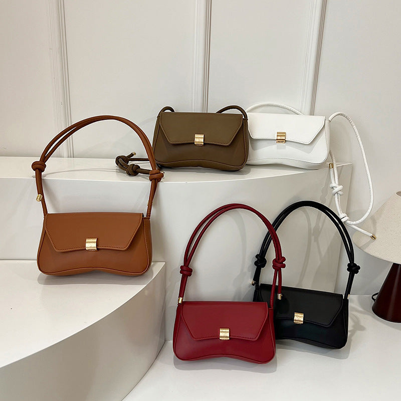 Women's Faux Leather Baguette Handbag – Retro Underarm Shoulder & Messenger Bag with Buckle Closure, Versatile Day-to-Night Purse