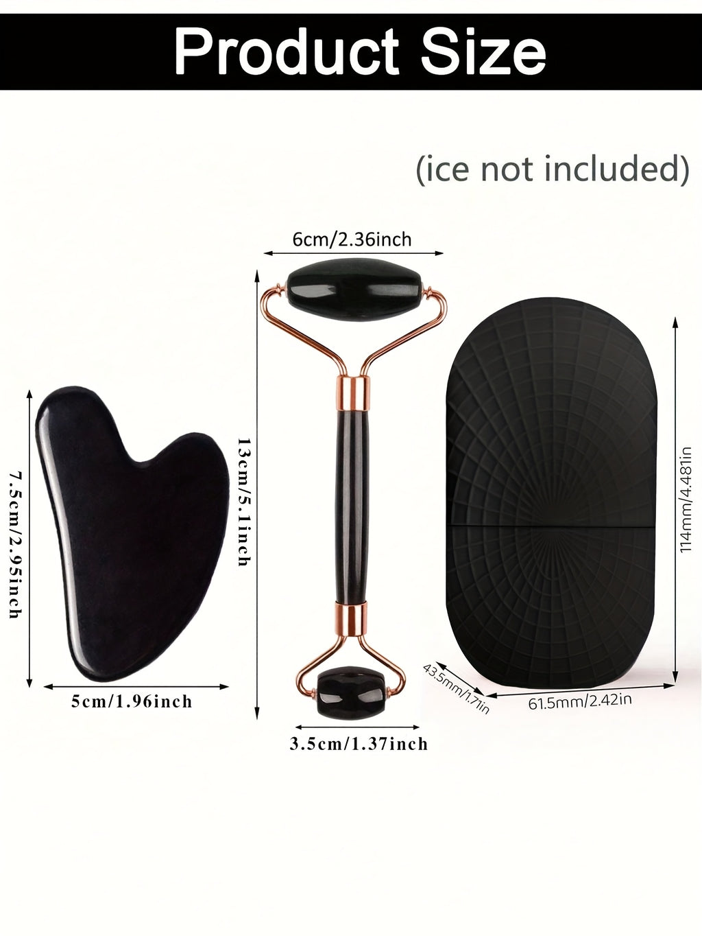 3-Piece Facial Ice Roller & Gua Sha Massage Set - Silicone Ice Grid Roller, Popsicle Ice Pack & Body/Back Scraping Board, Light Beige