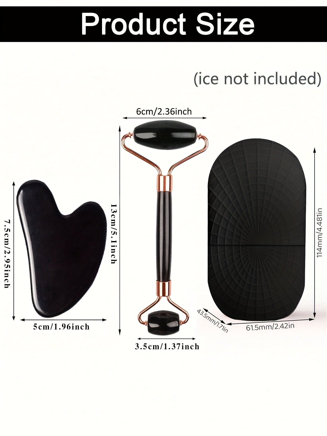 3-Piece Facial Ice Roller & Gua Sha Massage Set - Silicone Ice Grid Roller, Popsicle Ice Pack & Body/Back Scraping Board, Light Beige