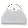 Ruched Ring-Handle Evening Clutch - Rhinestone Embellished Prom & Wedding Purse