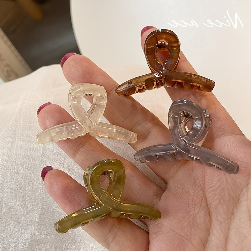 4-Pack Vintage Jelly Mini Hair Claws — Pastel Hair Clips for Women & Girls, Casual Gifts & Photo Props