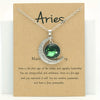 Glow-in-the-Dark Zodiac Moon Pendant Necklace - Adjustable Vintage Zinc Alloy with Glass Accents for Women