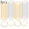 8-Pack Stainless Steel Charm Bracelet Set – 18K Gold-Plated Adjustable Mix & Match Bracelets for Women, Gift-Friendly