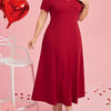 Plus Size V-Neck Long Dress with Side Pockets - Solid Color Tunic