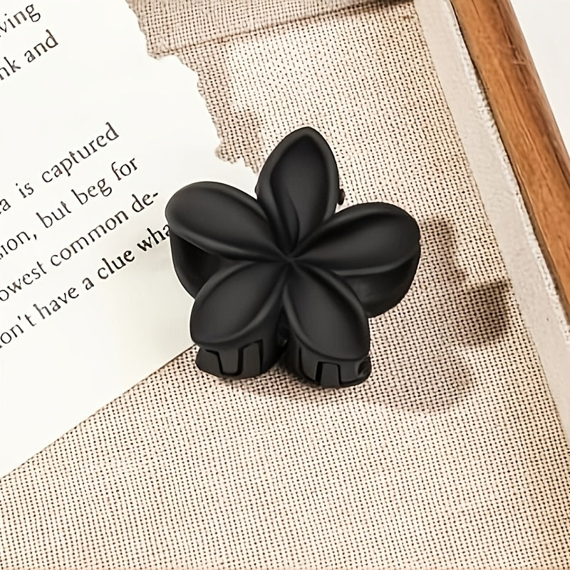 4-Pack 1.6in (4cm) Freesia Flower Hair Claw Clips - Matte Milk Tea Lightweight Hair Accessories