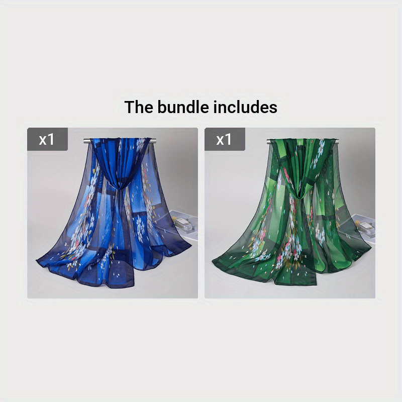 Boho Chiffon Scarf - Lightweight Breathable Long Shawl Wrap for Women, Sun Protection Beach Headscarf & Travel Cover-Up