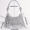 Rhinestone Tassel Evening Clutch – Silvery Grey PVC Party Handbag for Formal Events & Special Occasions