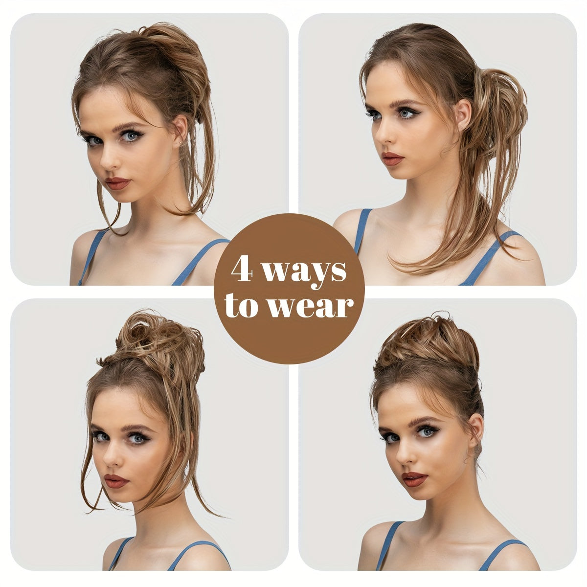 Curly Ponytail Hair Extension with Straight Tail - Messy Bun Hairpiece, Heat-Resistant High-Temperature Fiber Updo for Women
