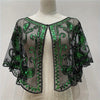 Beaded Sequin Shawl Short Mesh Capelet – Sparkle Party Wrap Cover-Up, 18 in (46 cm)