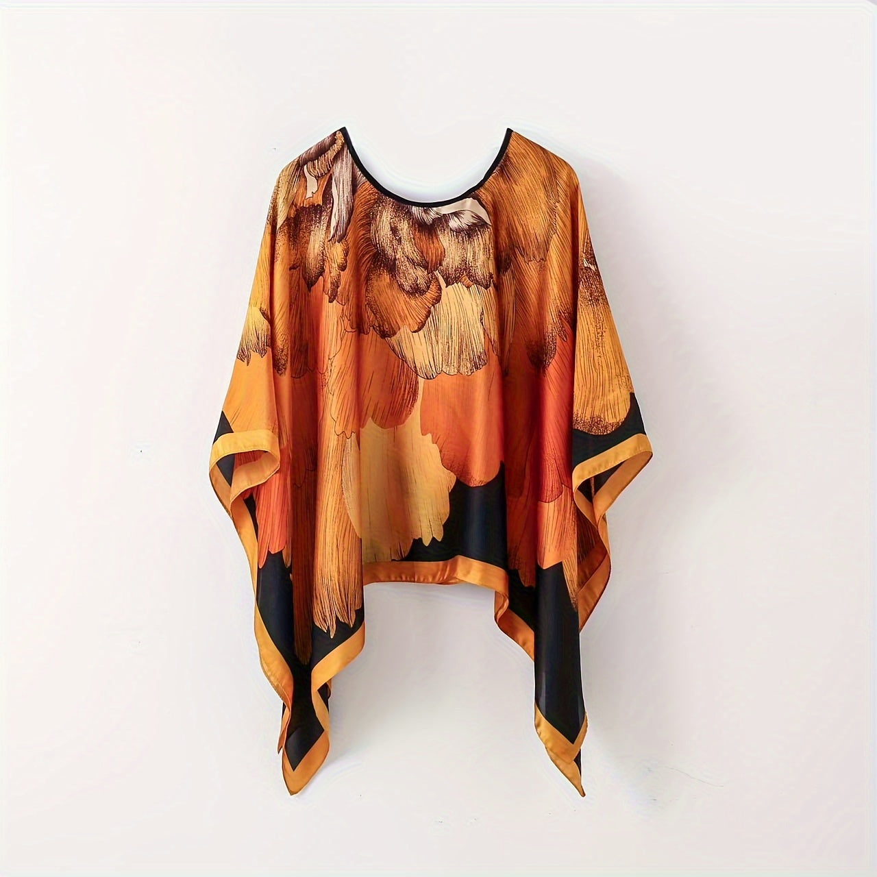 Bohemian Lightweight Breathable Pullover Shawl, 42.1 in (107 cm) Printed Square Scarf, Boho Beach & Evening Wrap