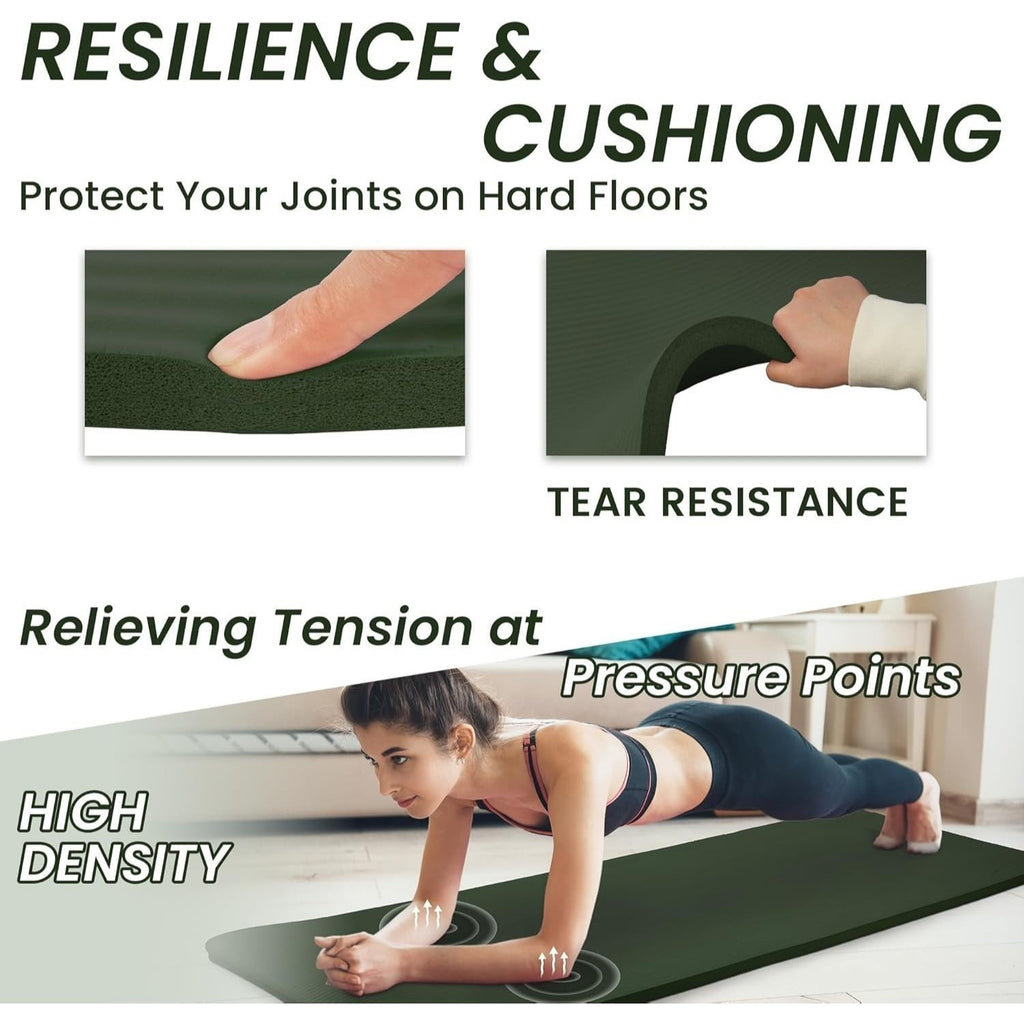 BalanceFrom 1" (25 mm) Extra Thick Yoga Mat - 71 in x 24 in (180 x 61 cm) High-Density Non-Slip Pilates & Exercise Mat with Carry Strap