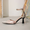 Women's White/Black Pointed-Toe Bell Heel D'Orsay Pumps - PU Leather Formal Wedding, Party & Office Shoes