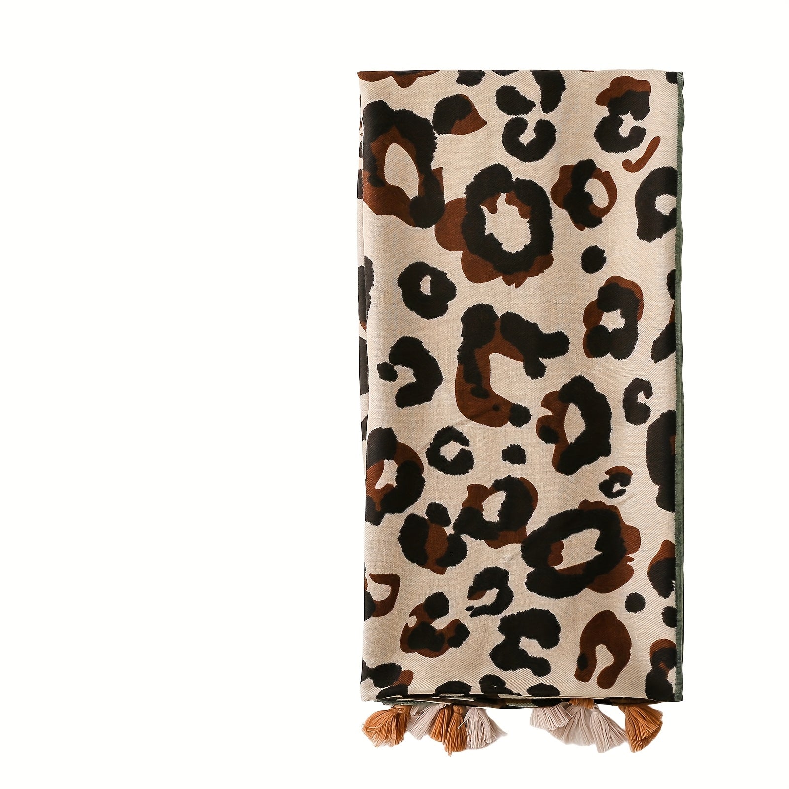 Multicolor Leopard Print Colorblock Tassel Scarf - Lightweight Women's Shawl & Headscarf