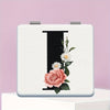 Alphabet Folding Handheld Makeup Mirror for Women & Girls - Floral & Heart Cutout Portable Vanity Mirror A-Z