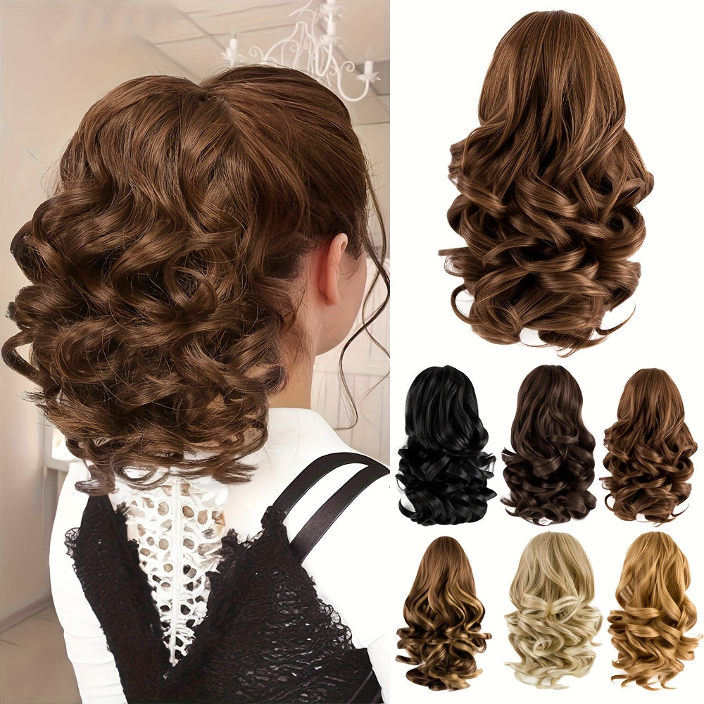 Curly Wavy Clip-In Ponytail – Clip-On Volumizing Hair Extension for Women – Heat-Resistant Fiber