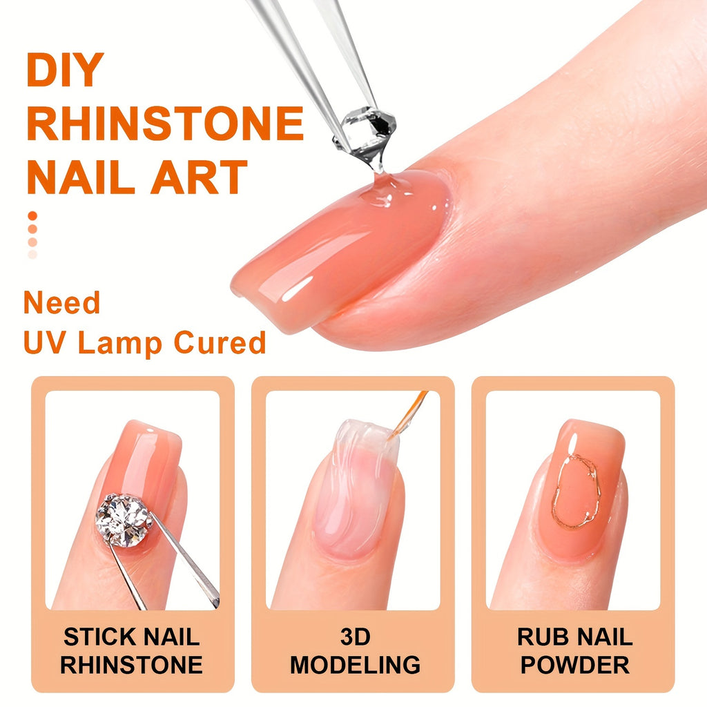 15ml (0.5 fl oz) Nail Rhinestone Glue — No-Wipe UV/LED Gel Adhesive for Crystals, Beads & 3D Nail Art