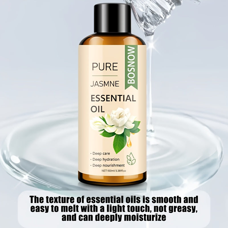 Pure Jasmine Hair Oil 100ml (3.38 fl oz) - Plant Squalane & Glycerin Moisturizing Oil for Normal Hair, Unisex