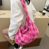 Plush Faux Fur Large Tote Bag for Women - Lightweight Zipper Shoulder Handbag, Soft Casual Chic, White