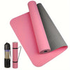 Non-Slip Textured TPE Yoga Mat with Carry Strap, Thick Workout Mat for Yoga Pilates and Fitness (Grey, Green, Purple)