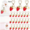 36-Piece (12 Sets) Strawberry Keychain Party Favors - Cute Strawberry Keyring Charms with Thank You Cards & Organza Bags, Zinc Alloy, Wedding & Bridal Shower Favors