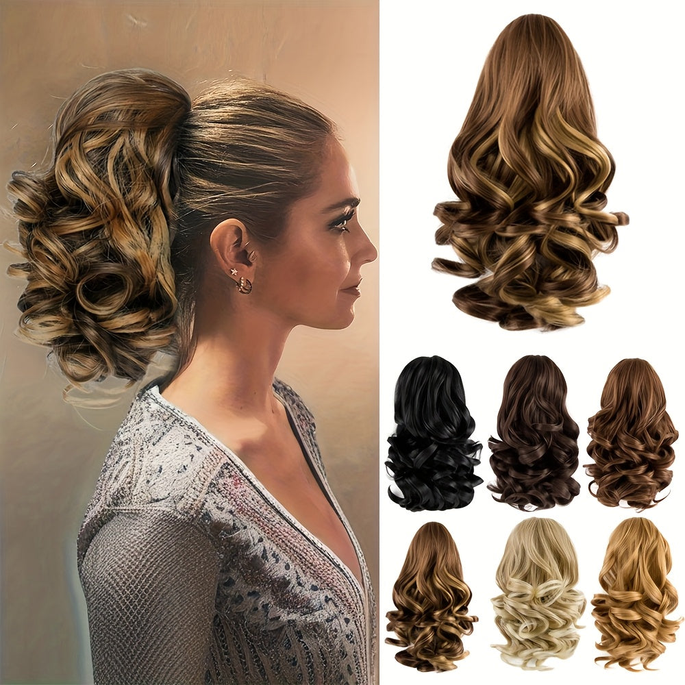 Curly Wavy Clip-In Ponytail – Clip-On Volumizing Hair Extension for Women – Heat-Resistant Fiber