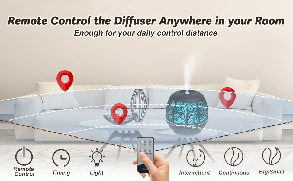 400ml Ultrasonic Essential Oil Diffuser with Remote — 7-Color LED Cold Mist Humidifier, USB-Powered Aromatherapy for Bedroom & Holiday Gifts