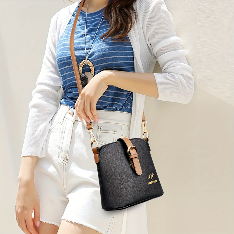Elegant Women's Small Bucket Shoulder Bag, Lightweight Crossbody for Travel & Shopping