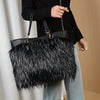Faux Fur Handbag for Women – Lightweight Sequin-Embellished Tote with Magnetic Closure & Removable Strap