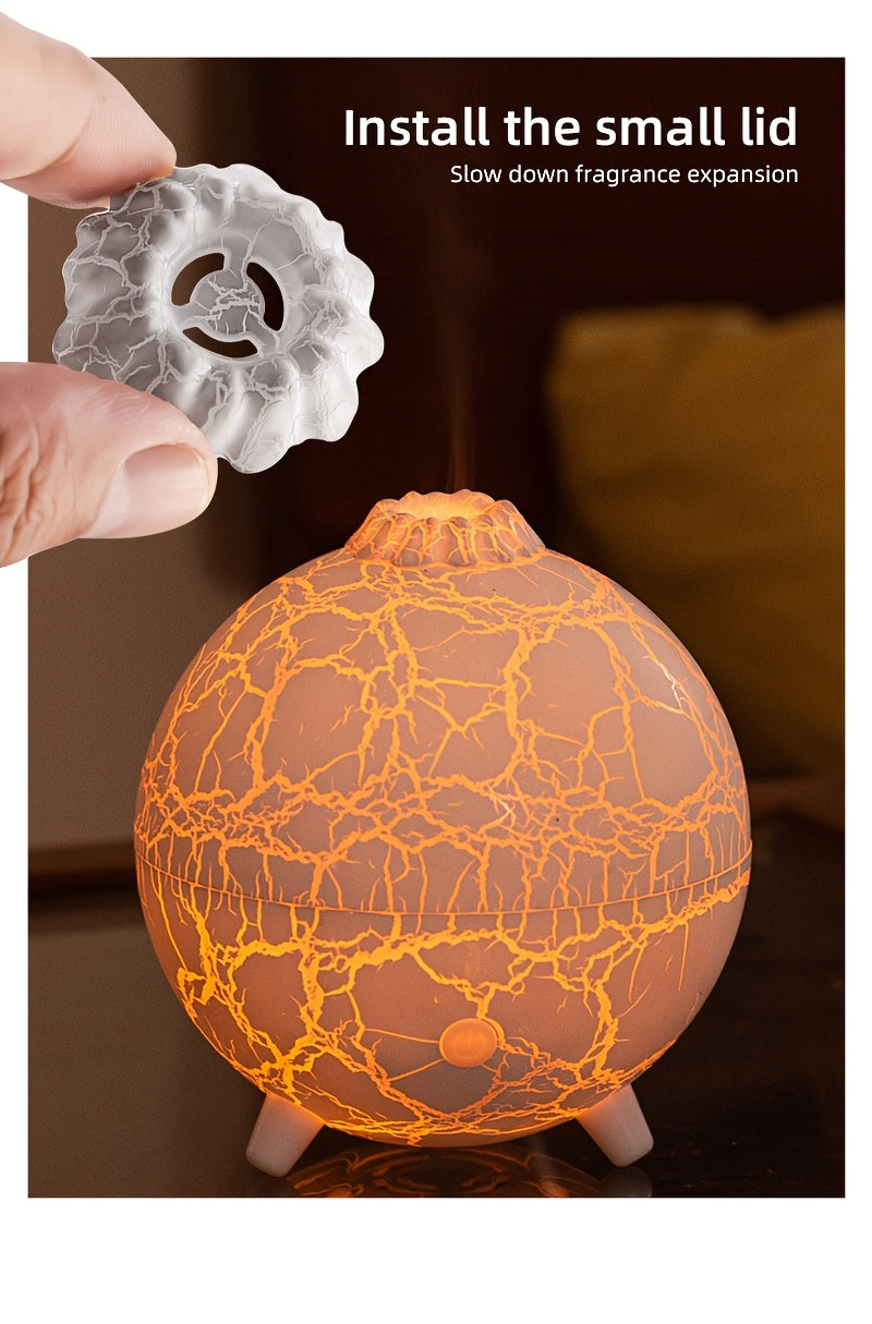 Crackled-Globe Ultrasonic Humidifier & Essential Oil Diffuser – Compact Desktop Mist Maker for Office & Bedroom