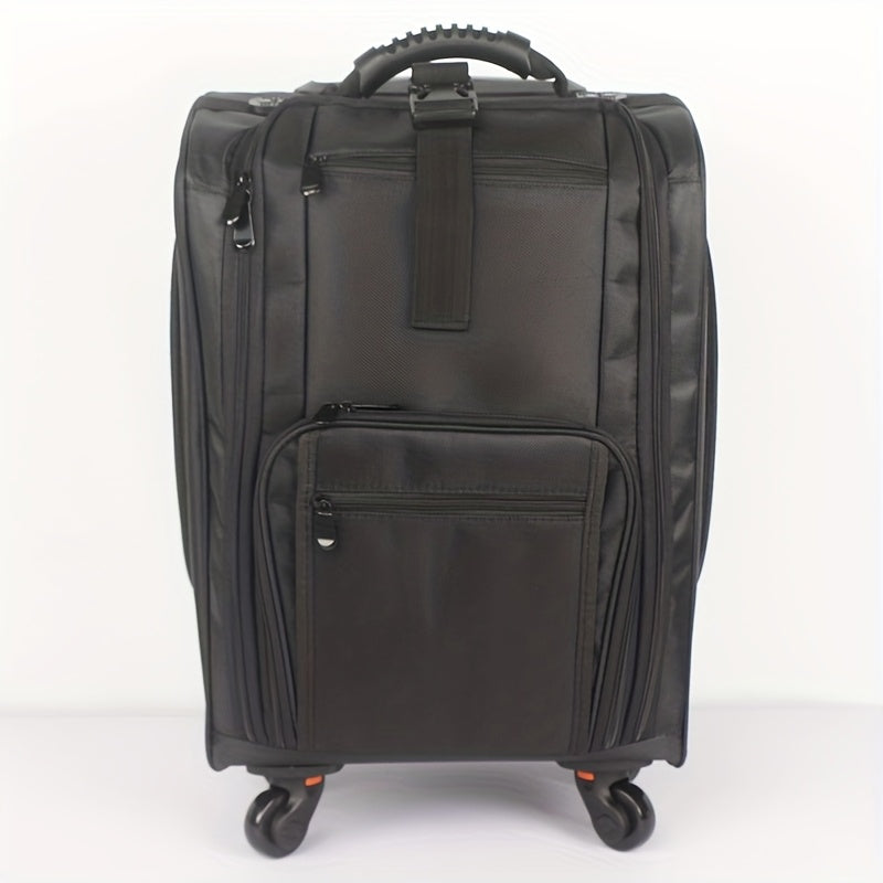 Large Rolling Makeup Train Case with 6 Portable Makeup Bags and Spacious Professional Travel Bag – Black