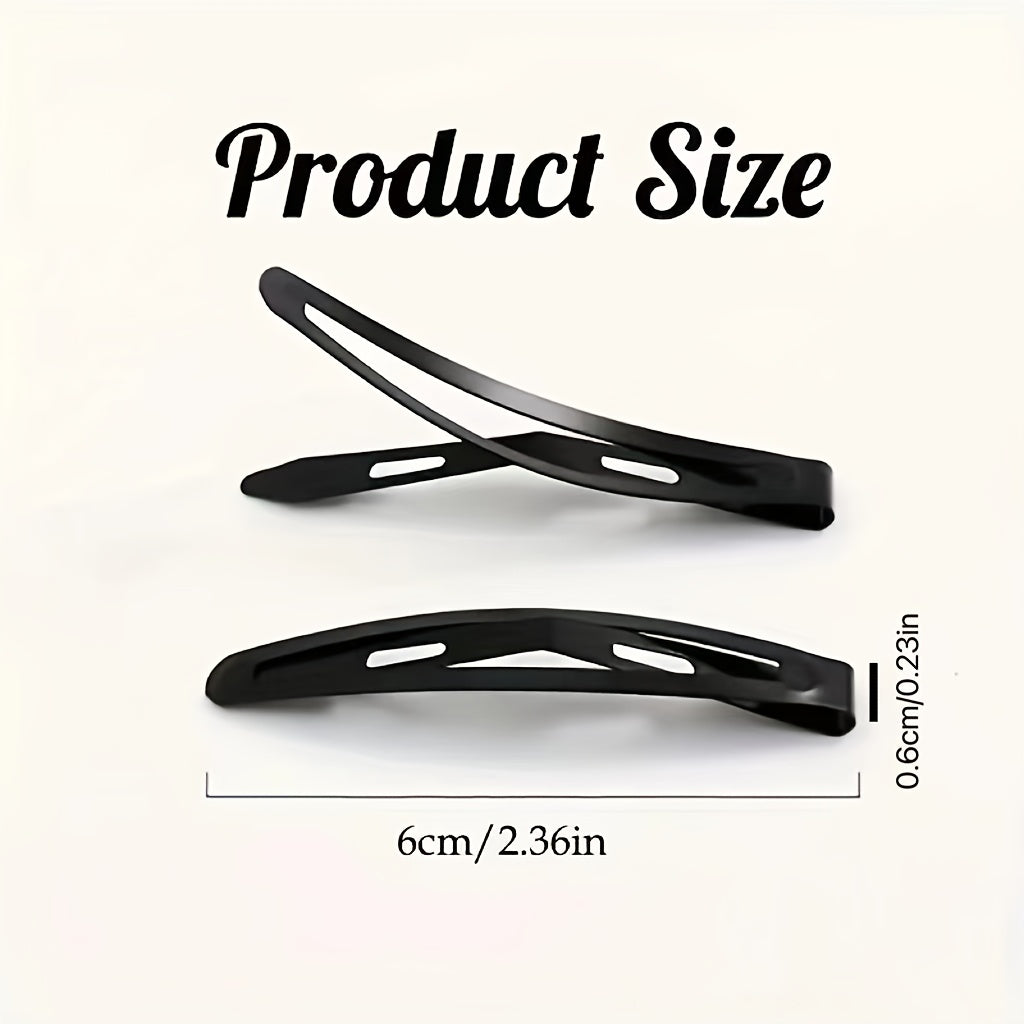 10/20/30-Pack Black Metal Snap Button Barrettes for Women - Elegant Y2K Hair Clips