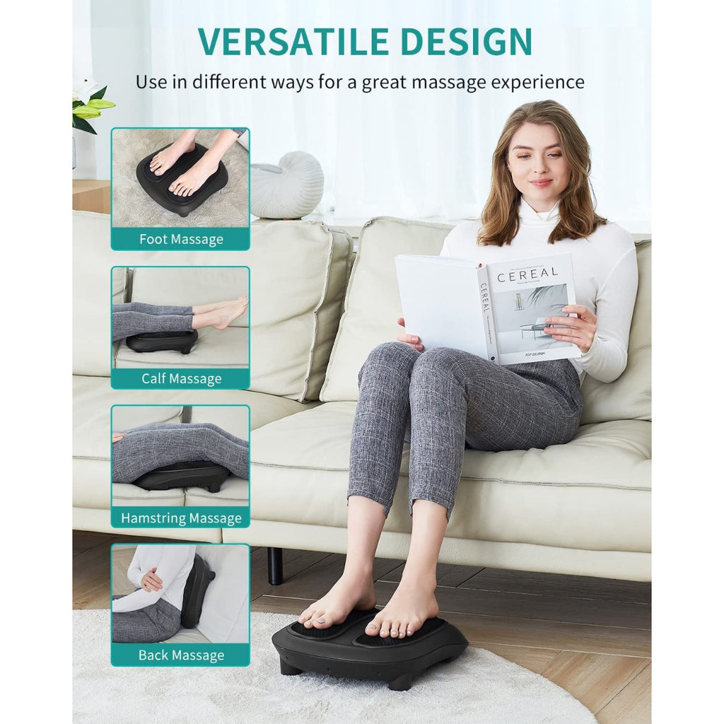 NEKTECK Shiatsu Heated Foot Massager – 6-Head Kneading Foot Massager with Heat, Carry Handle & Power Cord (Black)