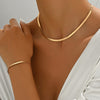 Classic Simple 1-Set Iron Chain Necklace & Bracelet for Women - Versatile Daily & Vacation Accessory