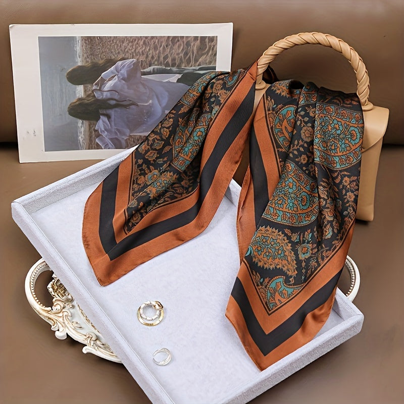 Elegant Floral Polyester Scarf for Women – Lightweight Woven Shawl, Breathable Botanical Wrap