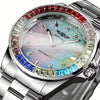 Iced-Out Women's Automatic Skeleton Watch – Luminous Alloy Bracelet Bling Luxury Wristwatch