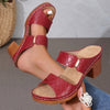 Women's Platform Slip-On Sandals, Chunky Block Heel, Soft PU Sole, Ankle-Strap Open Toe
