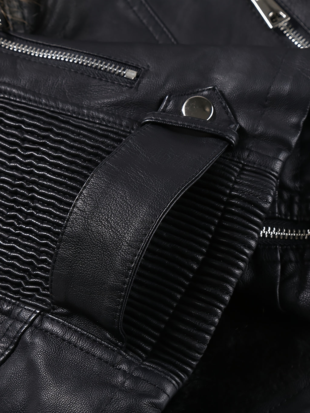 Women's Retro Faux Leather Motorcycle Jacket with Detachable Large Fur Collar - Fall/Winter