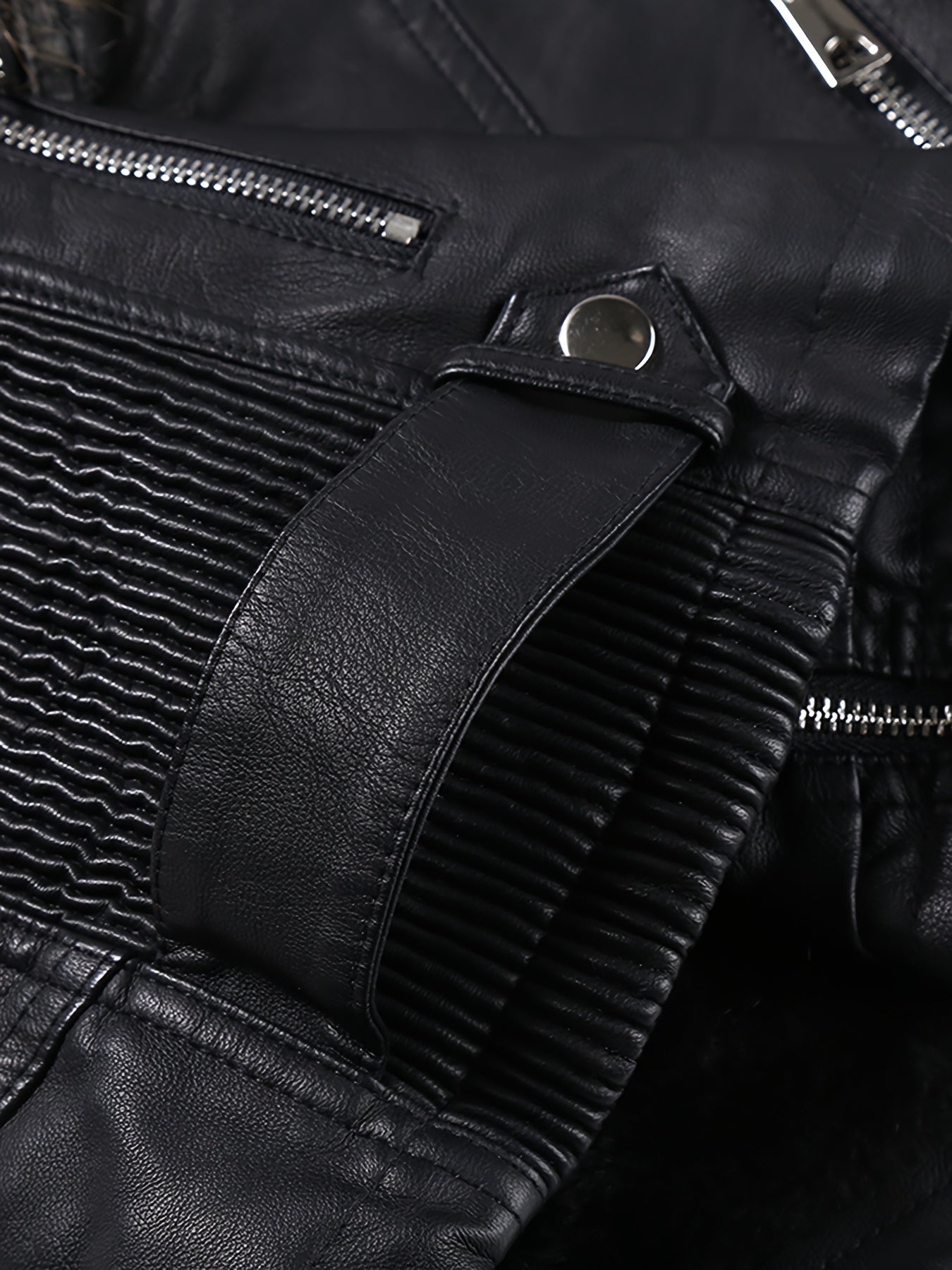 Women's Retro Faux Leather Motorcycle Jacket with Detachable Large Fur Collar - Fall/Winter