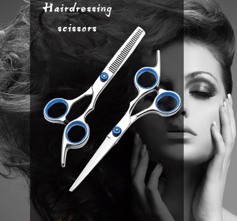Professional 6-Inch (15 cm) Hairdressing Scissors – 3Cr13 Hypoallergenic Thinning & Cutting Shears with Ergonomic Blue Handles, Unisex Salon & Home Barber Tools