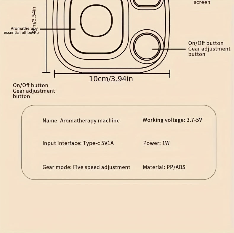 Portable Rechargeable Aroma Diffuser — One-Button, 5-Speed Adjustable Timer, USB Charging, Empty Bottle for Essential Oils & Perfume