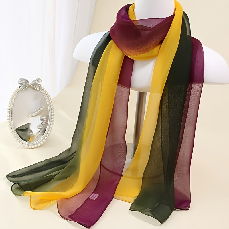 Gradient Gauze Scarf Lightweight Breathable Sunscreen Shawl for Women