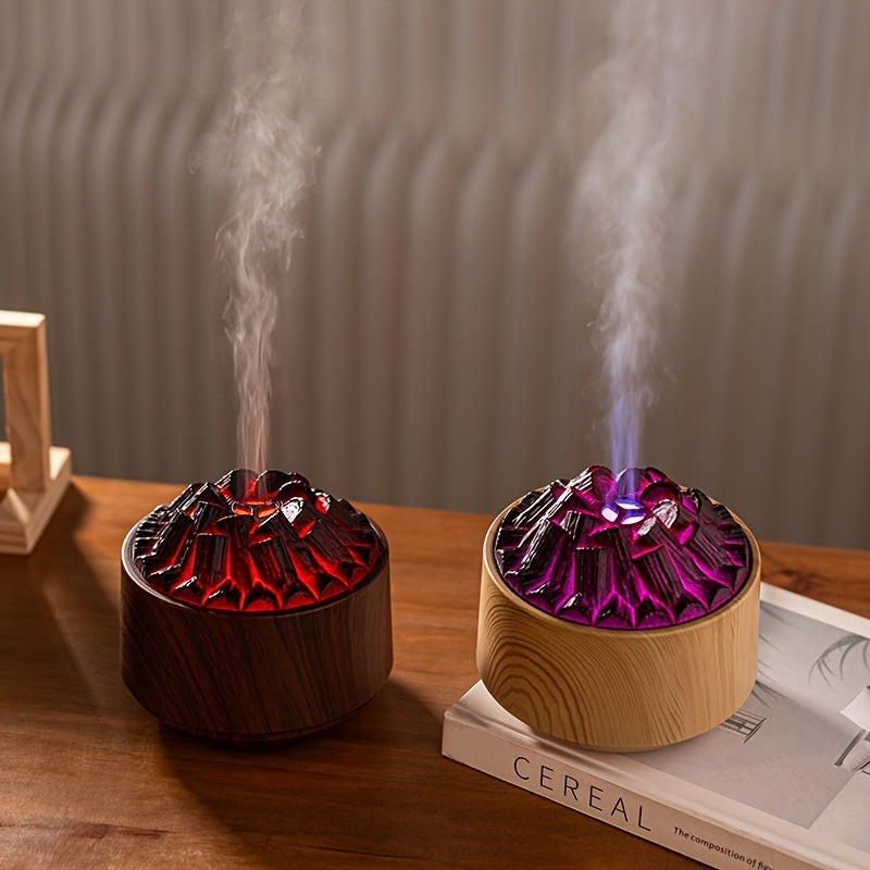 Campfire Desktop Humidifier & Aroma Diffuser — Soundwave Ultrasonic, Real Flame Effect, Dual Mist, Quiet USB Humidifier with LED Night Light & Auto Shut-Off (Black, Red, Purple, Green, Gold, Brown)